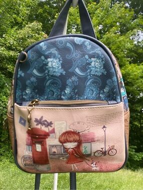 Sweet & Candy Paris Travel Print Mini Backpack Whimsical Faux Leather Bag